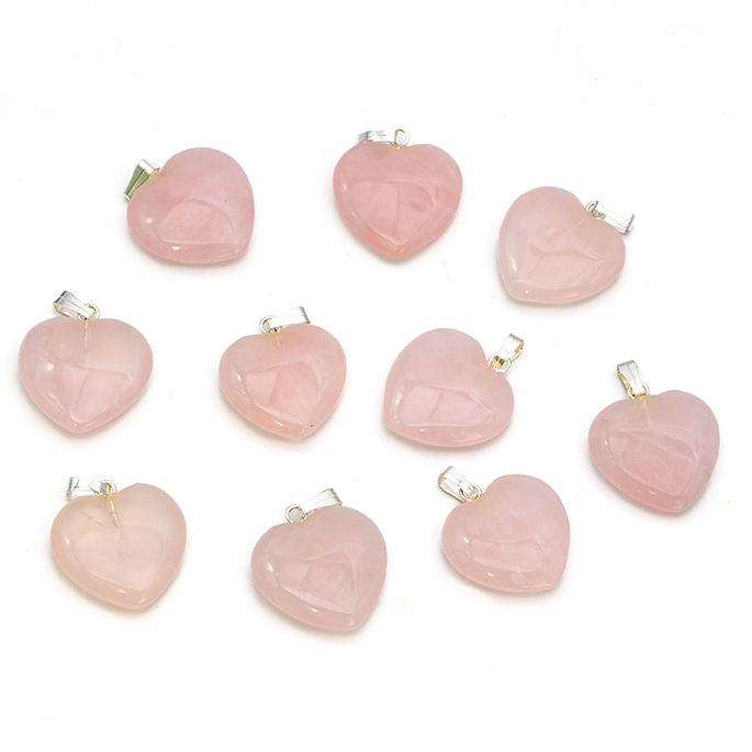 Image de Quartz rose "Love Hearts" 20x6mm Pendentif avec oeillet métallique