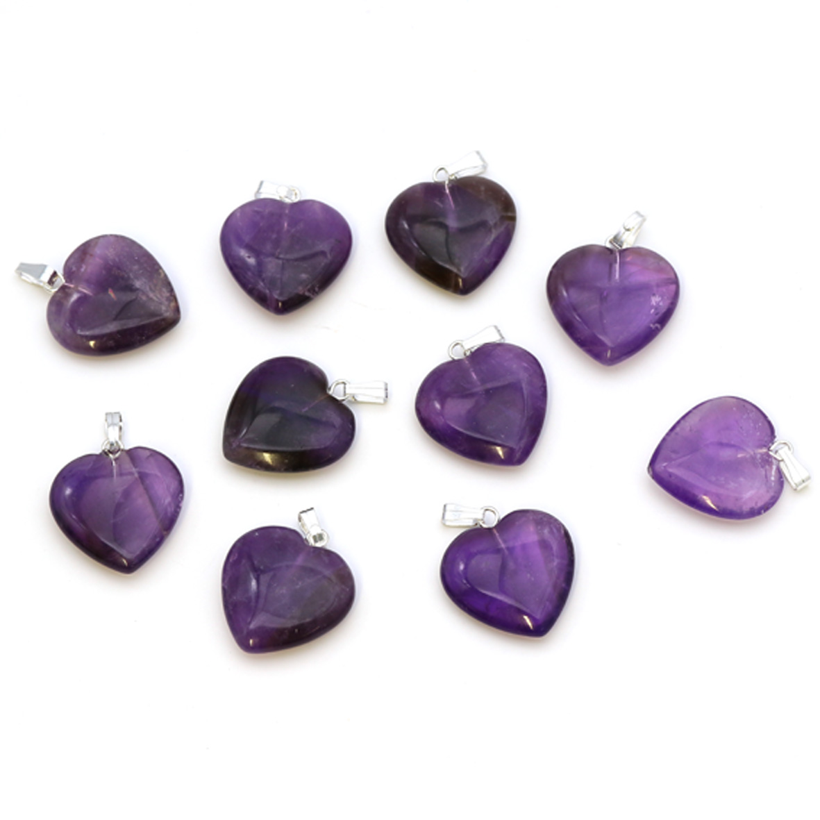 Image de Améthyste "Love Hearts" 20x6mm Pendentif avec oeillet métallique