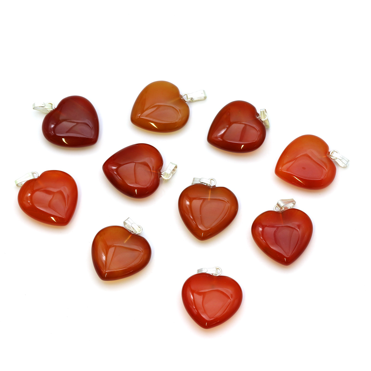 Image de Cornaline "Love Hearts" 20x6mm Pendentif avec oeillet métallique