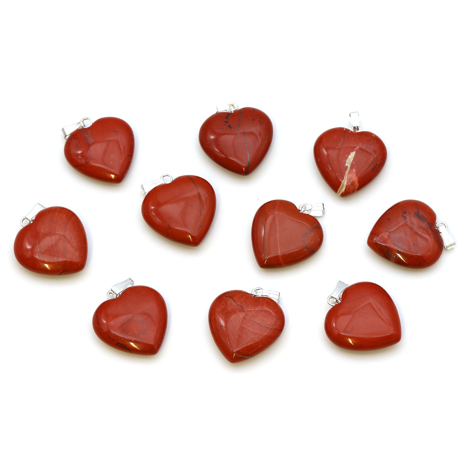 Image de Jaspe rouge "Cœurs Love Heart" 20x6mm Pendentif avec oeillet métallique