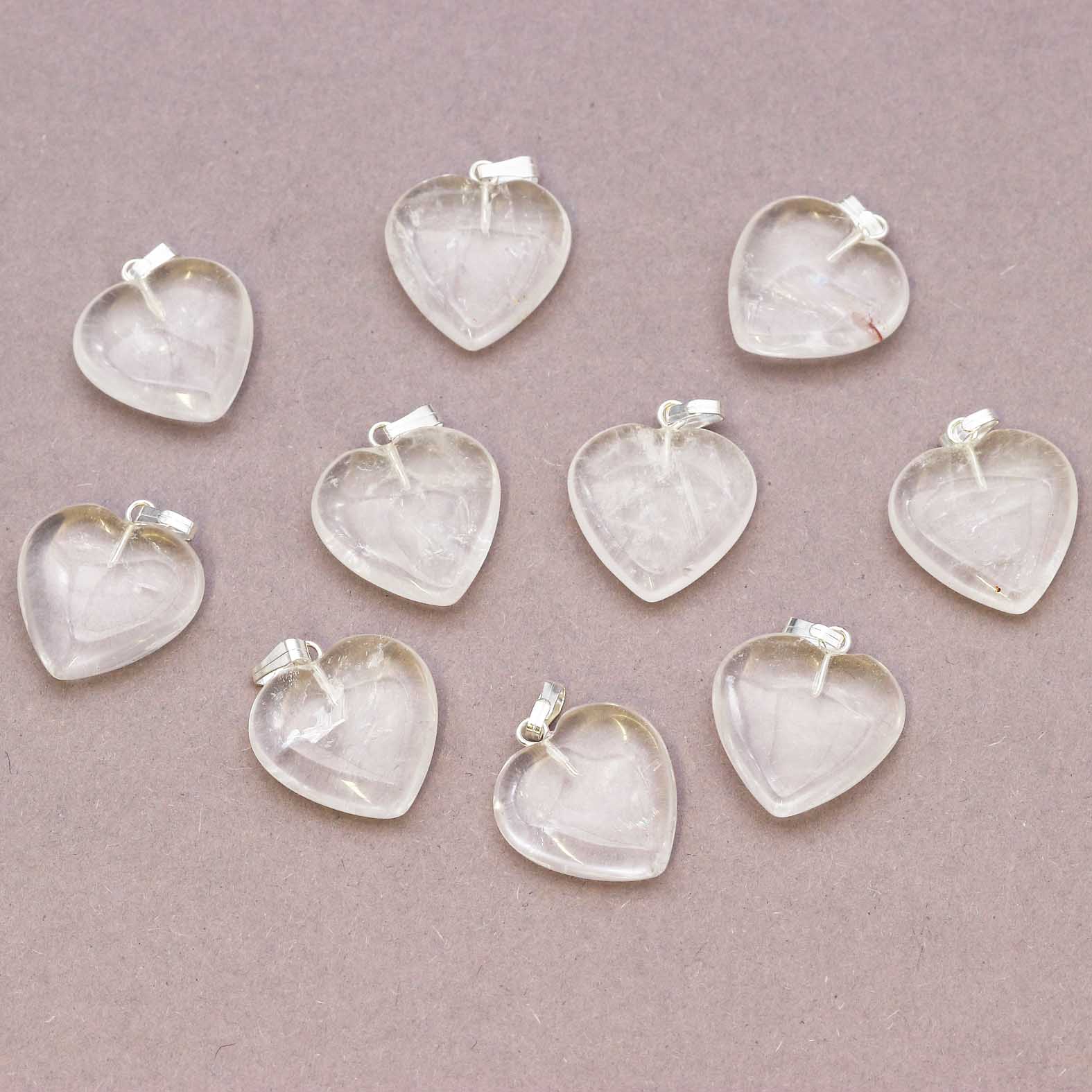 Image de Cristal de roche "Love Hearts" 20x6mm Pendentif avec oeillet métallique