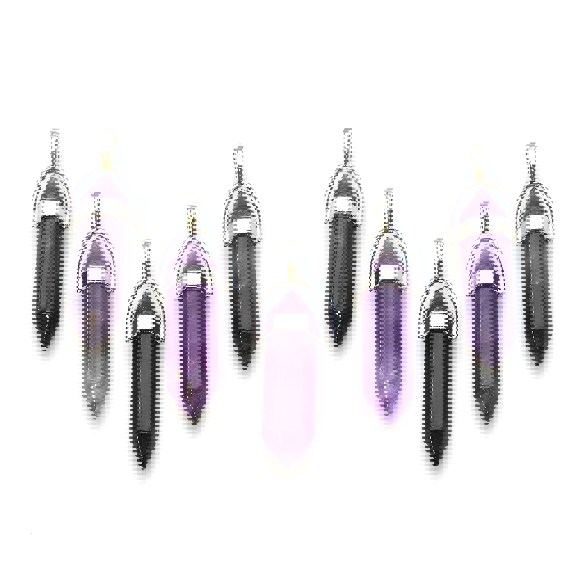 Image de Améthyste Pointe bi terminée 30x10mm Pendentif avec oeillet métallique