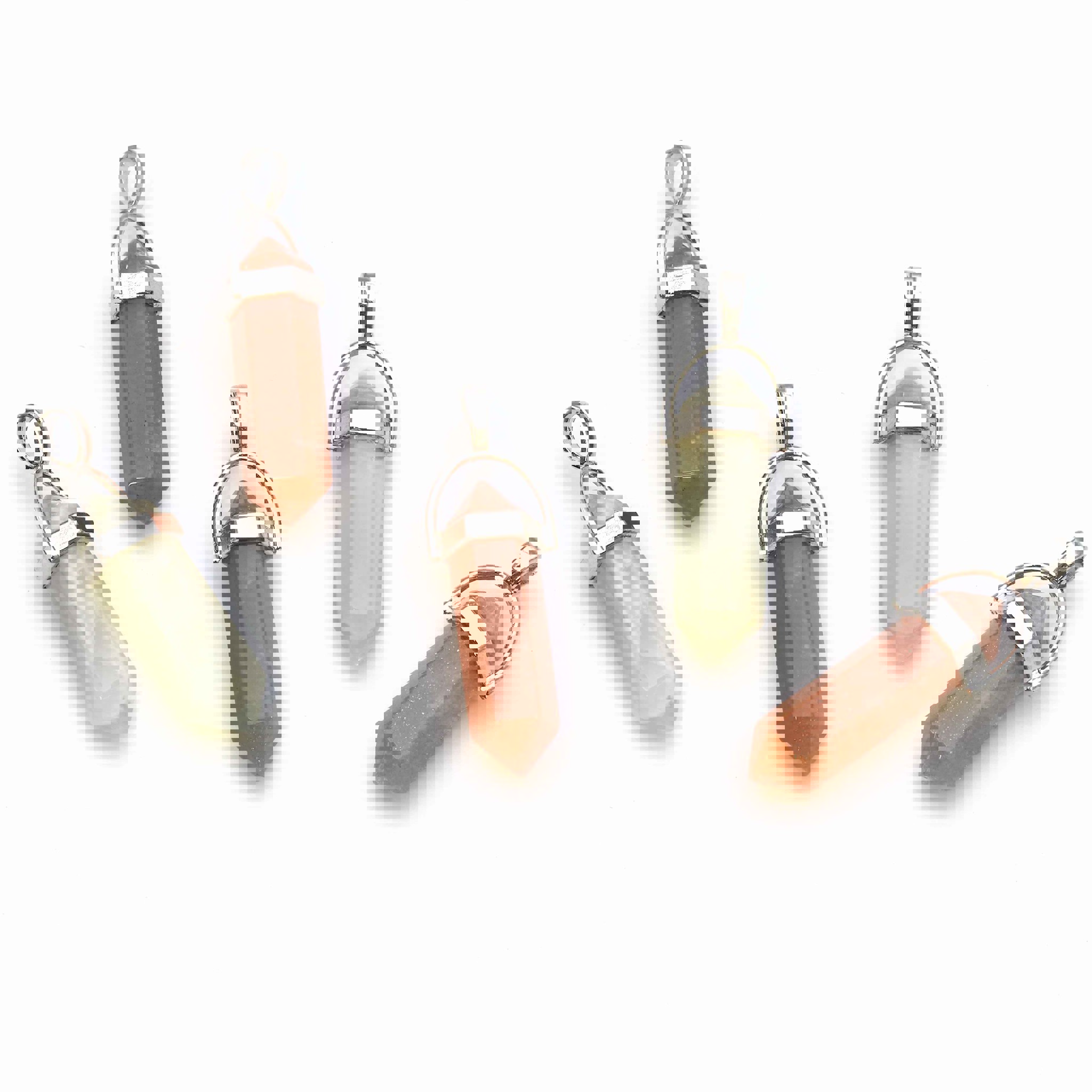 Image de Pierre de lune Pointe bi terminée 30x10mm Pendentif avec oeillet métallique