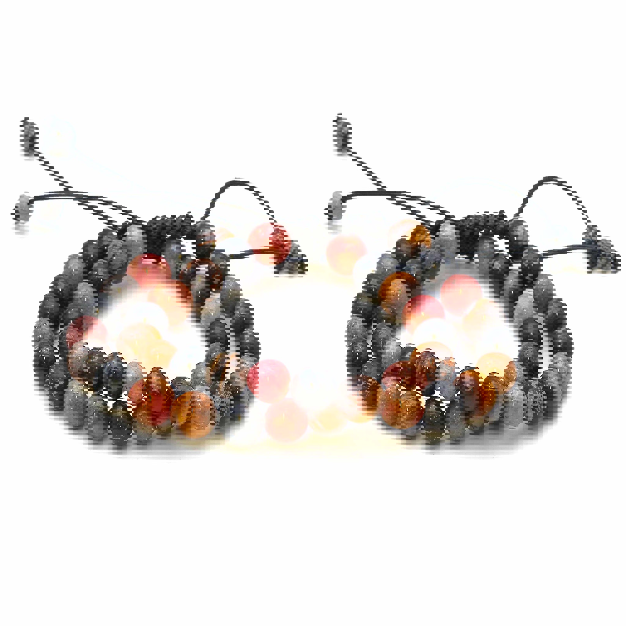 Image de "Maitri" Rhodonite, Obsidienne flocon de neige &amp; boules d'oeil de tigre 8mm bracelet