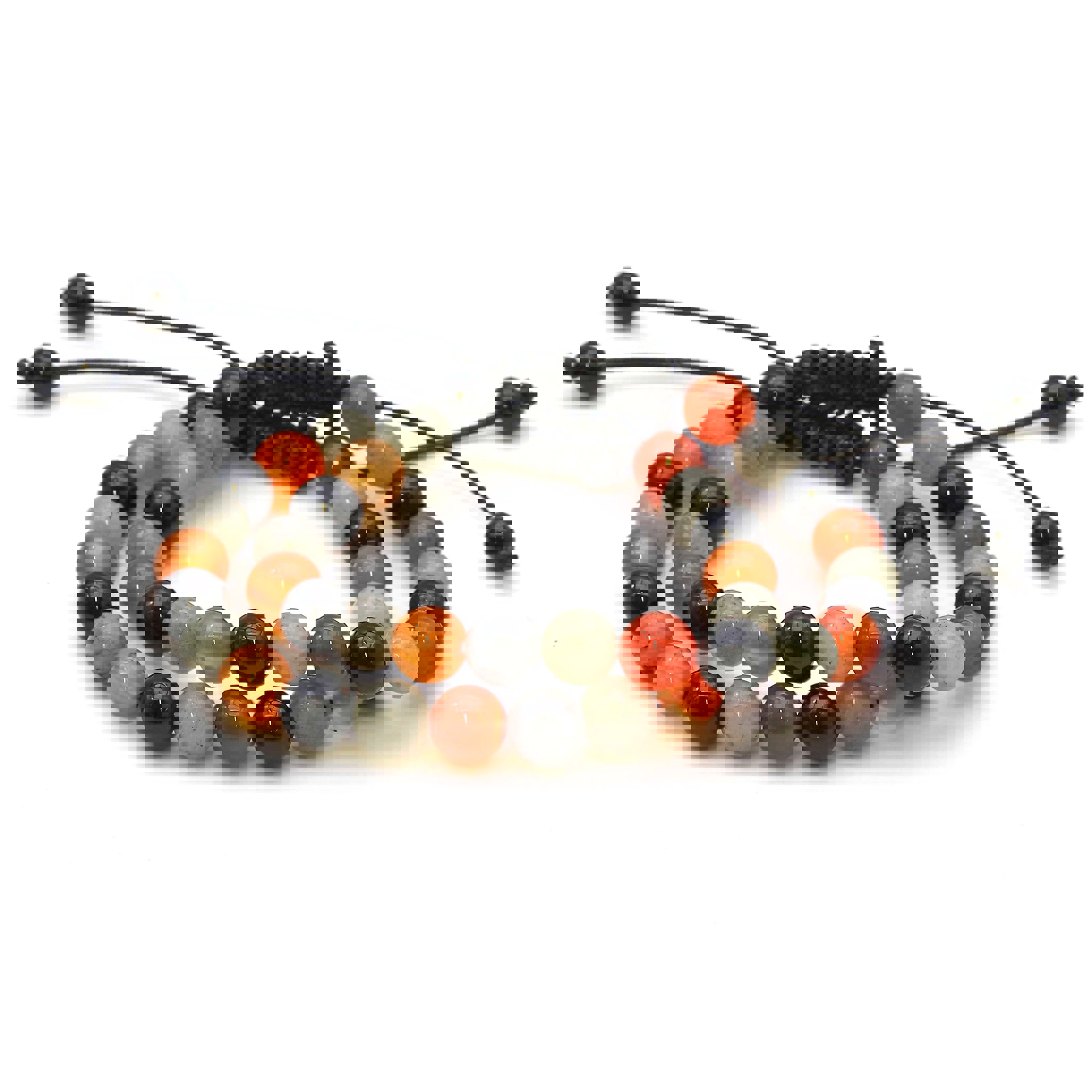 Image de Bracelet "Maitri" Cornaline, Labradorite &amp; Onyx boules 8mm