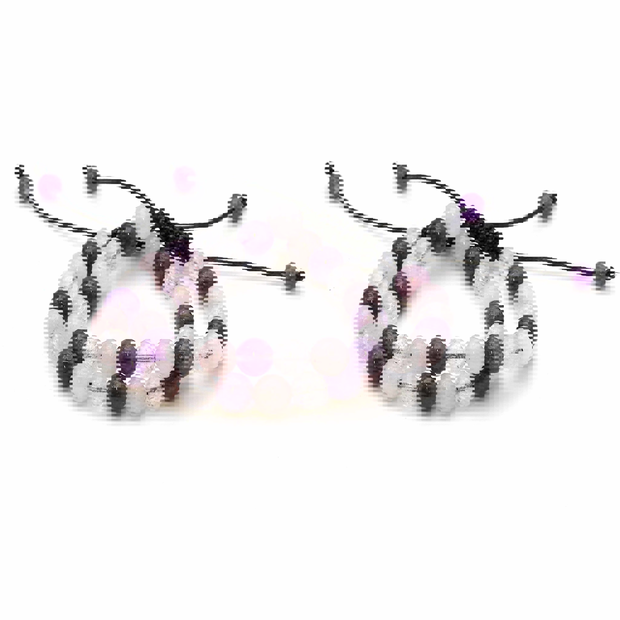 Bild von "Maitri" Amethyst, Bergkristall & Rosenquarz Kugeln  8mm Armband