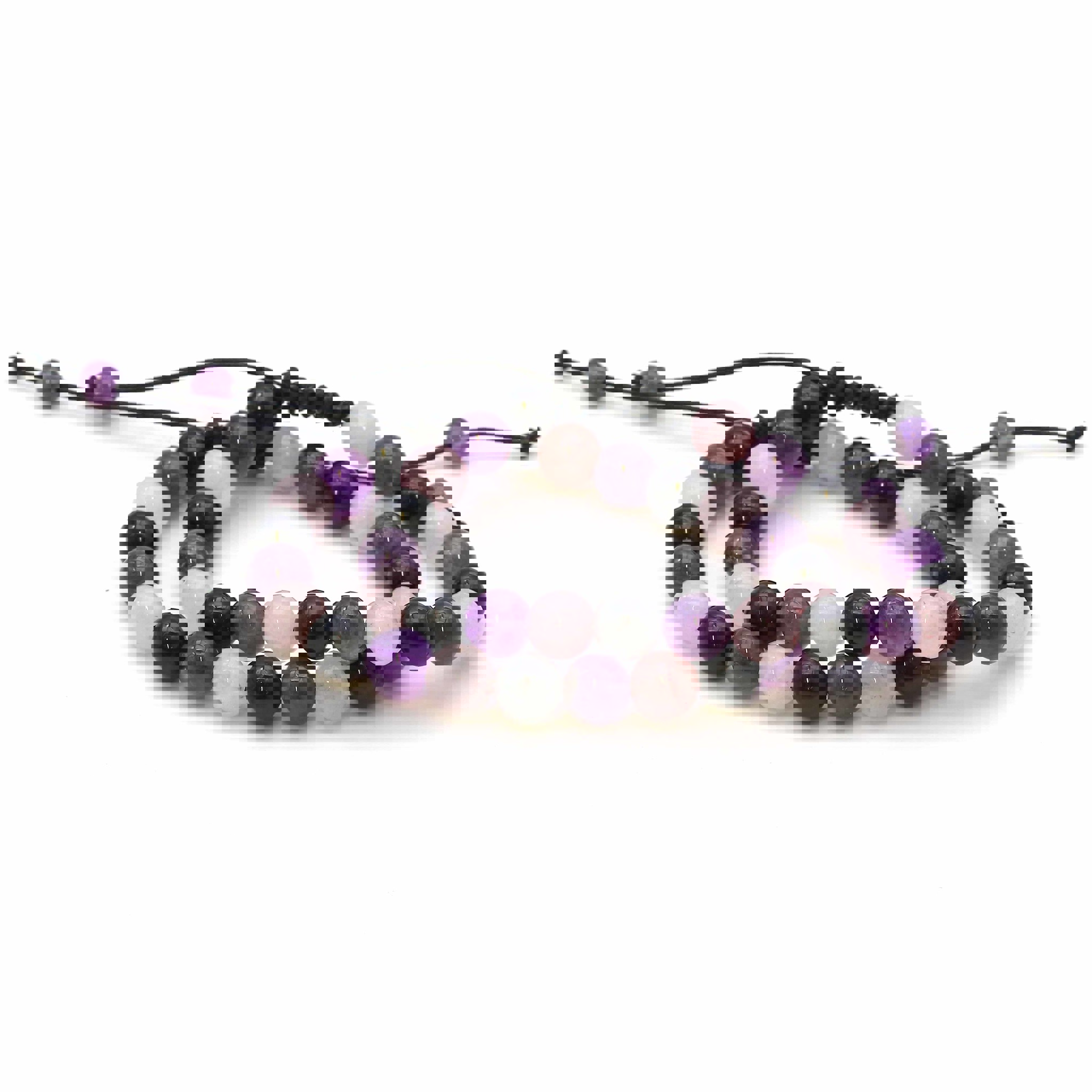 Bild von "Maitri" Amethyst, Obsidian & Rosenquarz Kugeln  8mm Armband