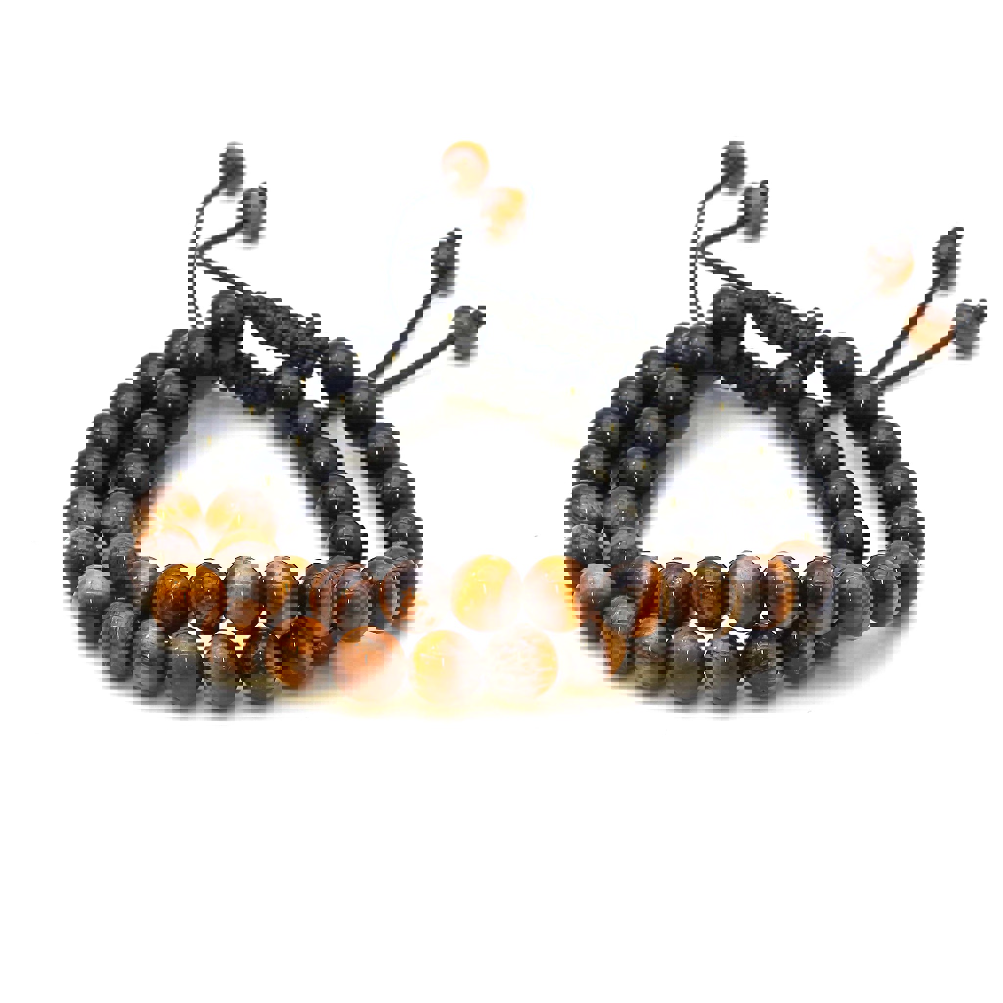 Image de Bracelet "Maitri" boules Obsidienne &amp; oeil de tigre 8mm