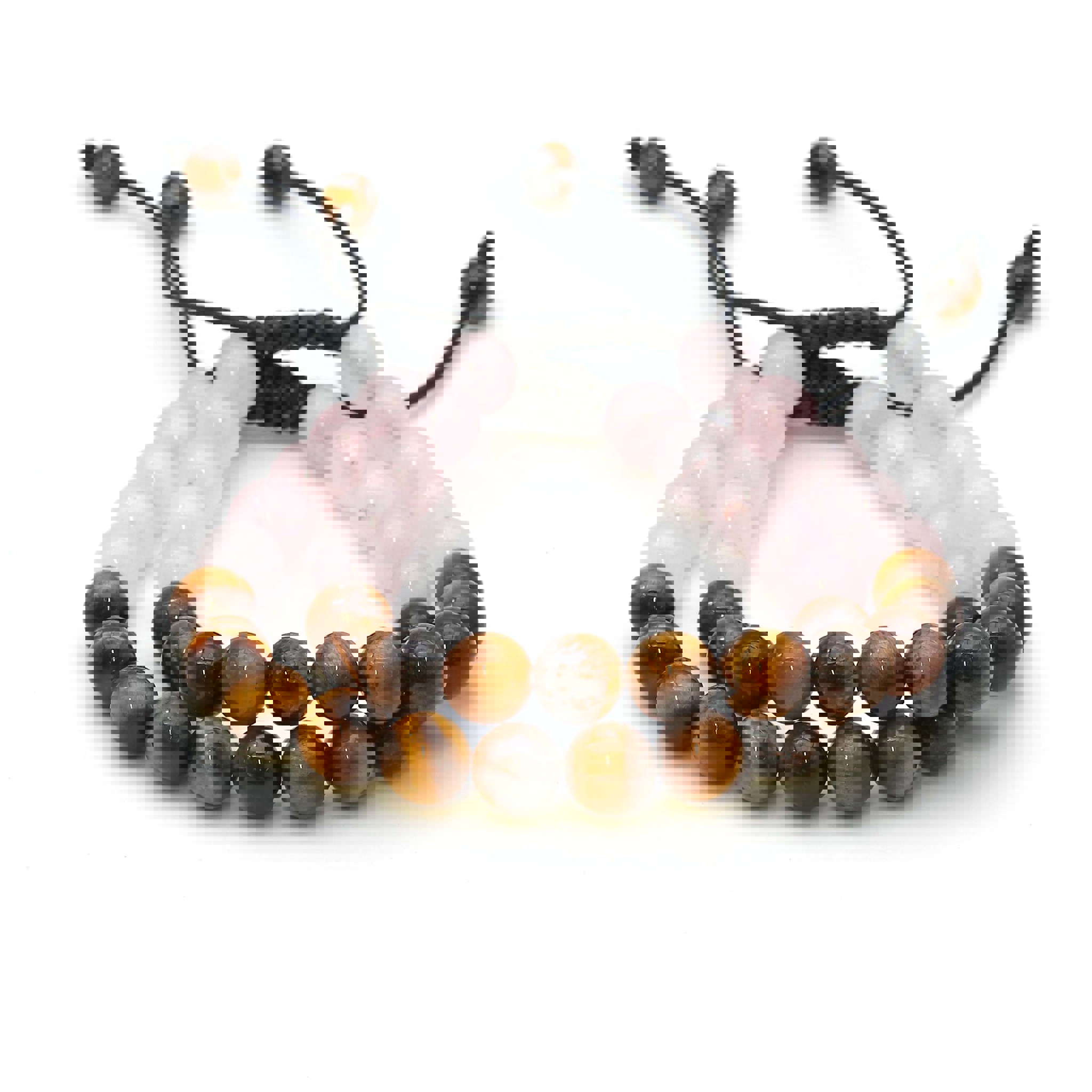 Bild von "Maitri" Rosenquarz & Tigerauge Kugeln  8mm Armband