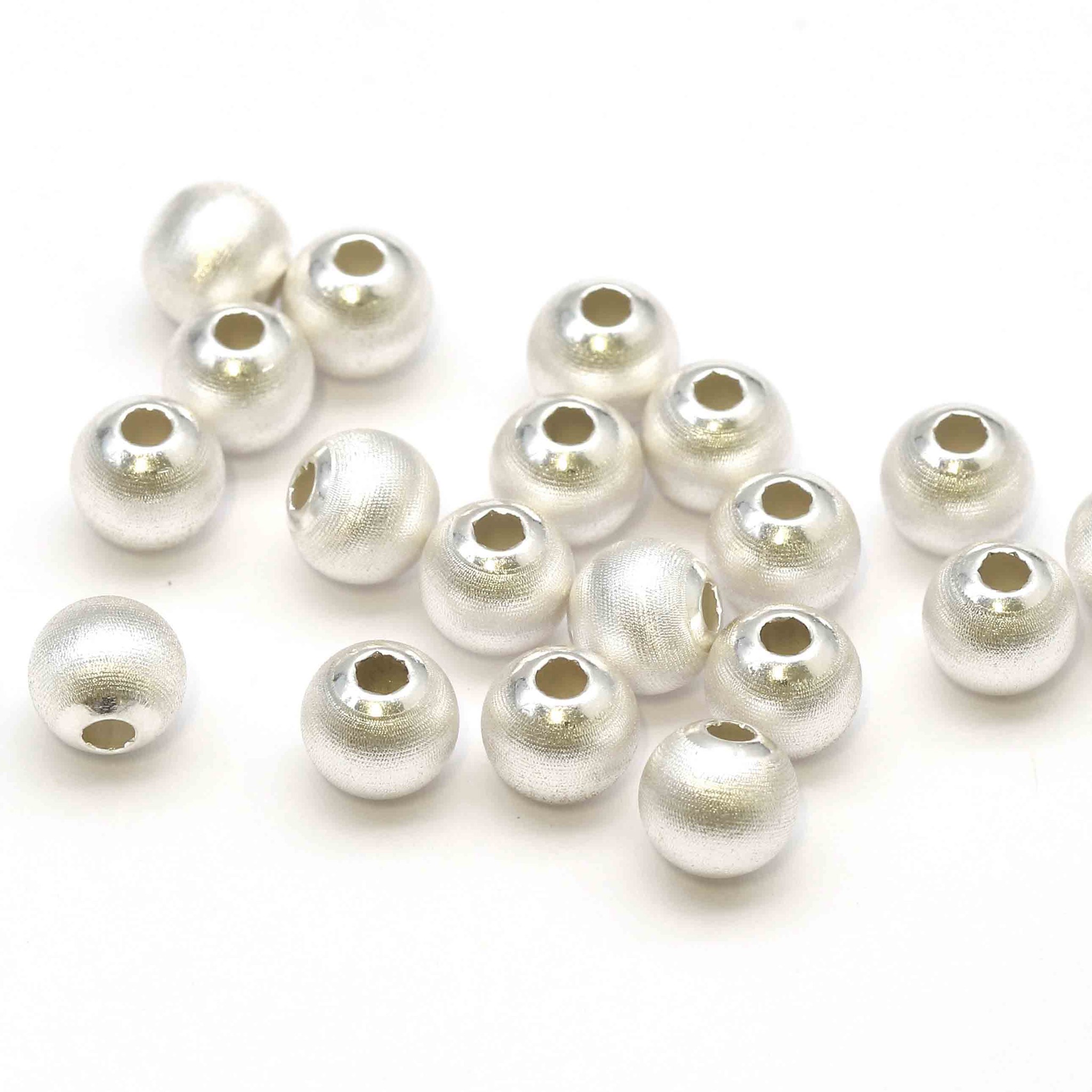 Immagine di Perline tonde satinate, argento 925