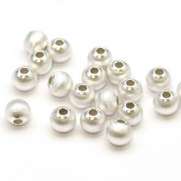Vedere dettagli per Perline tonde satinate, argento 925 Immagine di Perline tonde satinate, argento 925