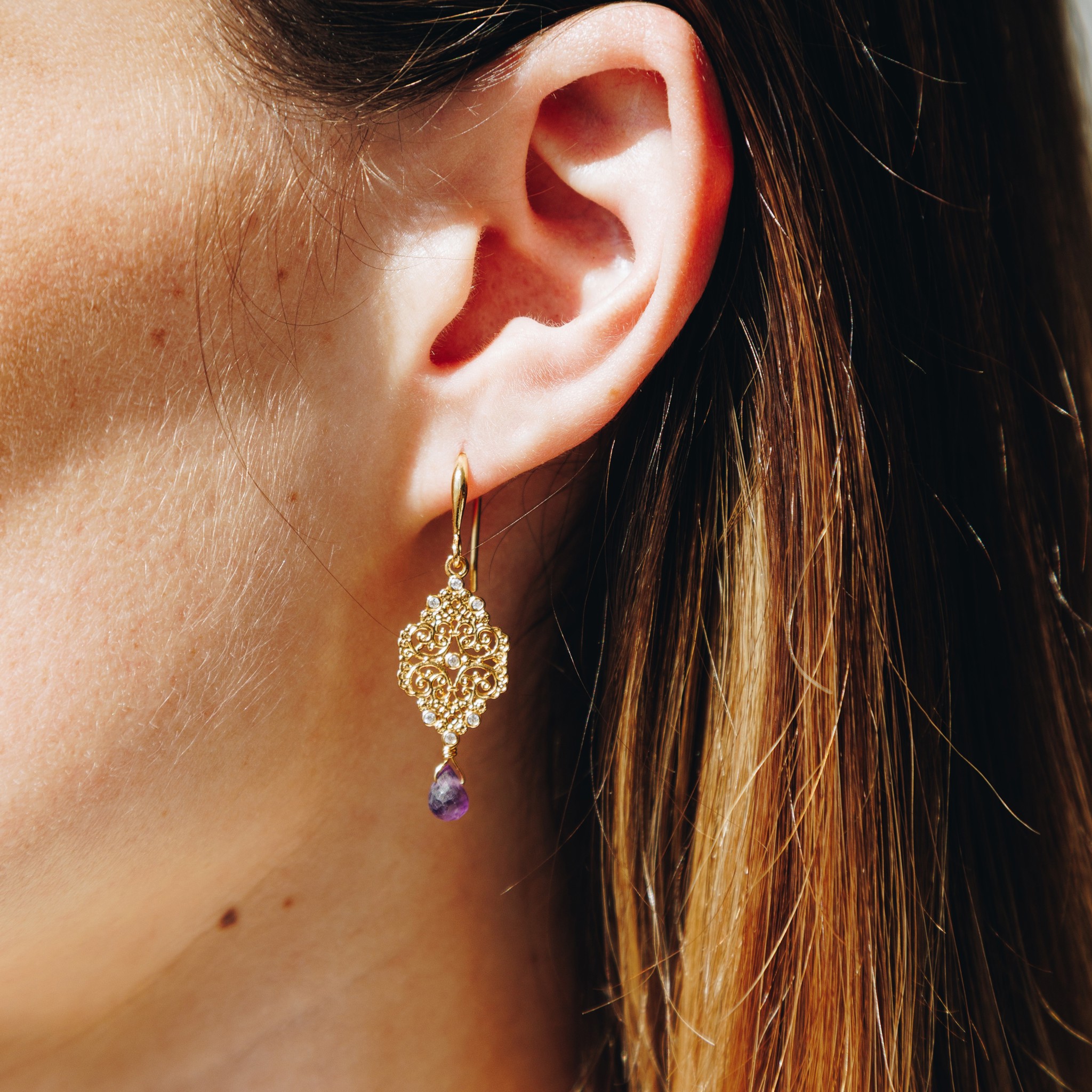 Bild von "Casa Blanca". Amethyst. Ohrringe. Silber 925-Vergoldet