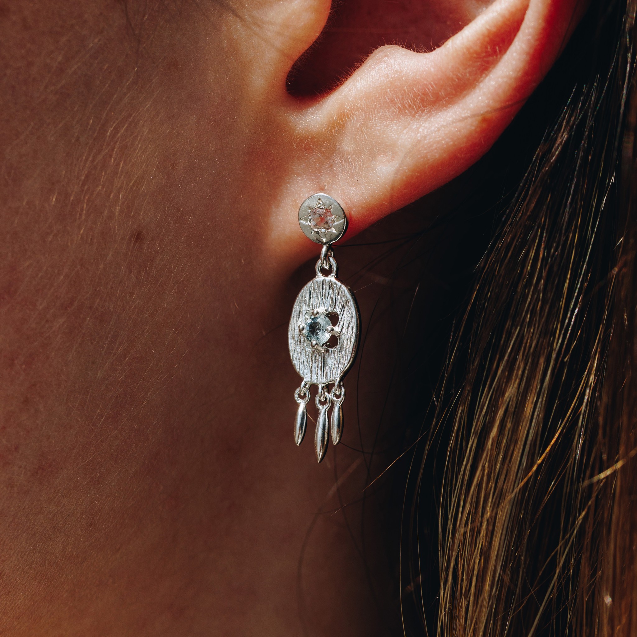 Bild von "one’s heart at the right place". Aquamarin. Ohrstecker. Silber 925