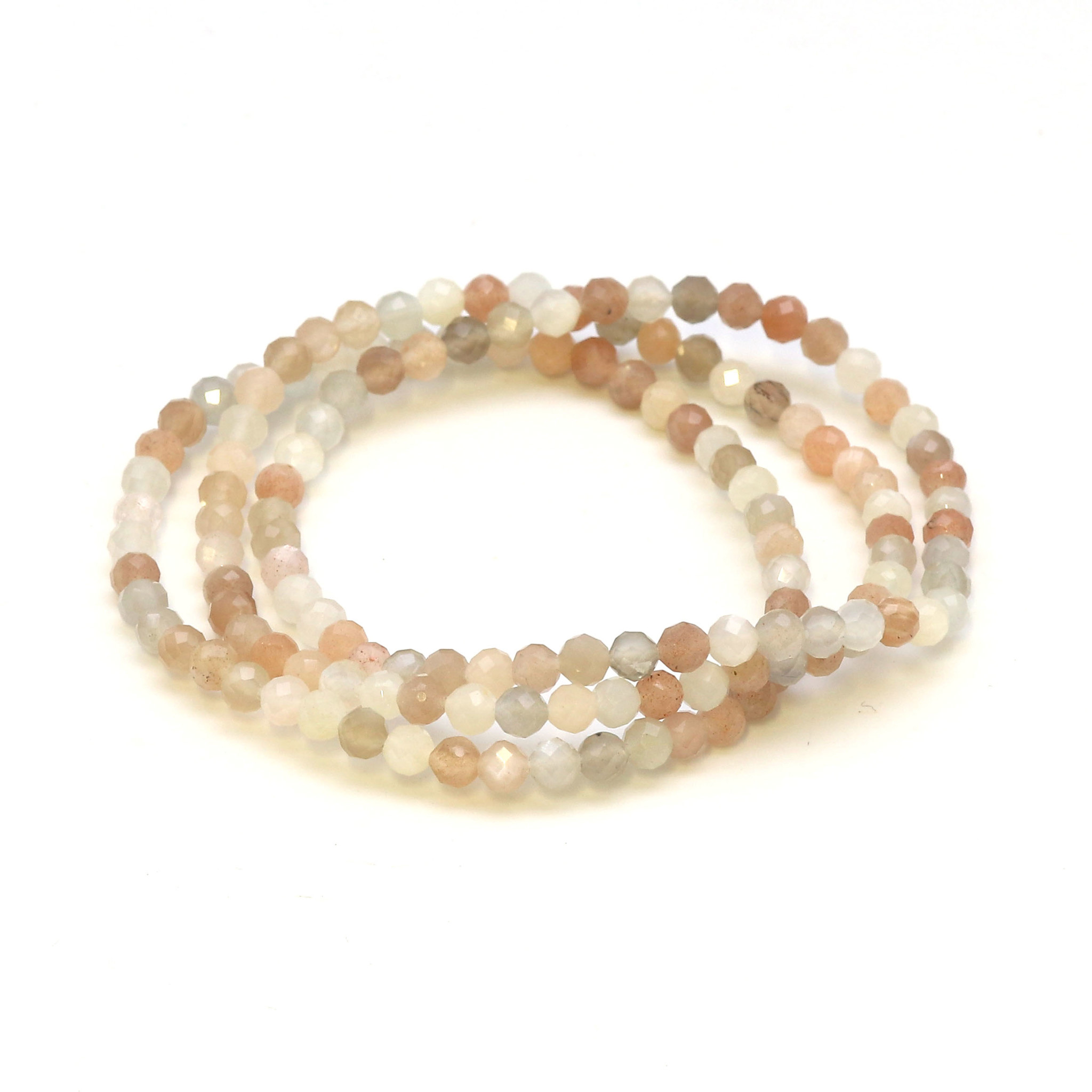 Immagine di Pietra di luna sfaccettata. perline tonde 4mm bracciale (mc)