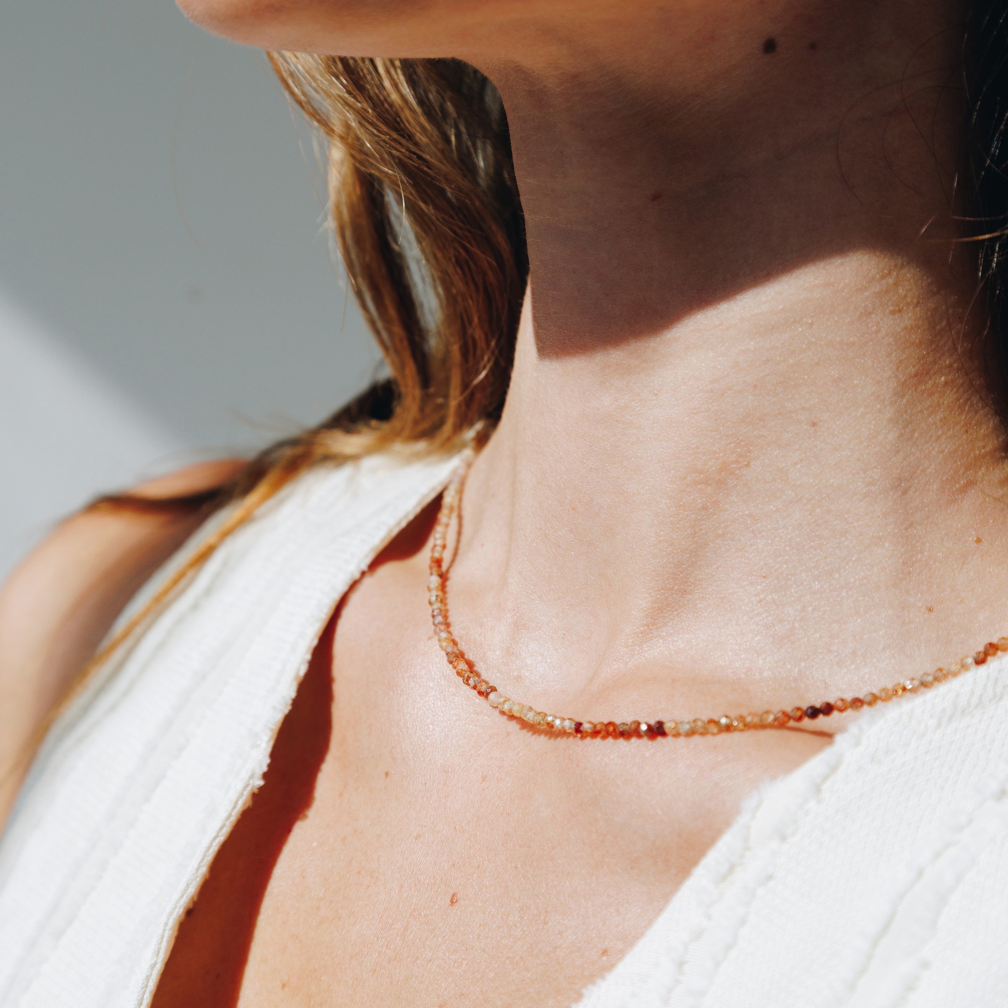 Image de Tourmaline coloree Button 3.5mm Collier avec fermeture en argent