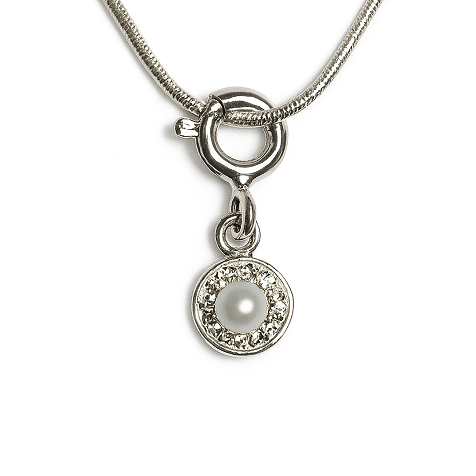 Bild von Perle mit CZ 6mm mit Federring, Silber 925 Charm