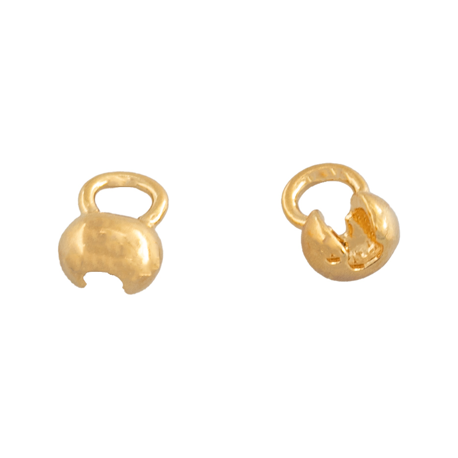 Bild von Kalotten  5mm mit grossem 7mm Ring (kann direkt in den Federring eingefädelt werden)  Silber 925 vergoldet