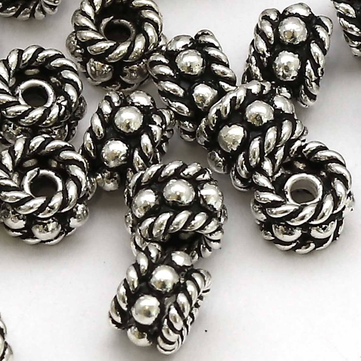 Bild von Granulations-Rondellen gedreht 5x3.8mm, Silber 925 geschwärzt