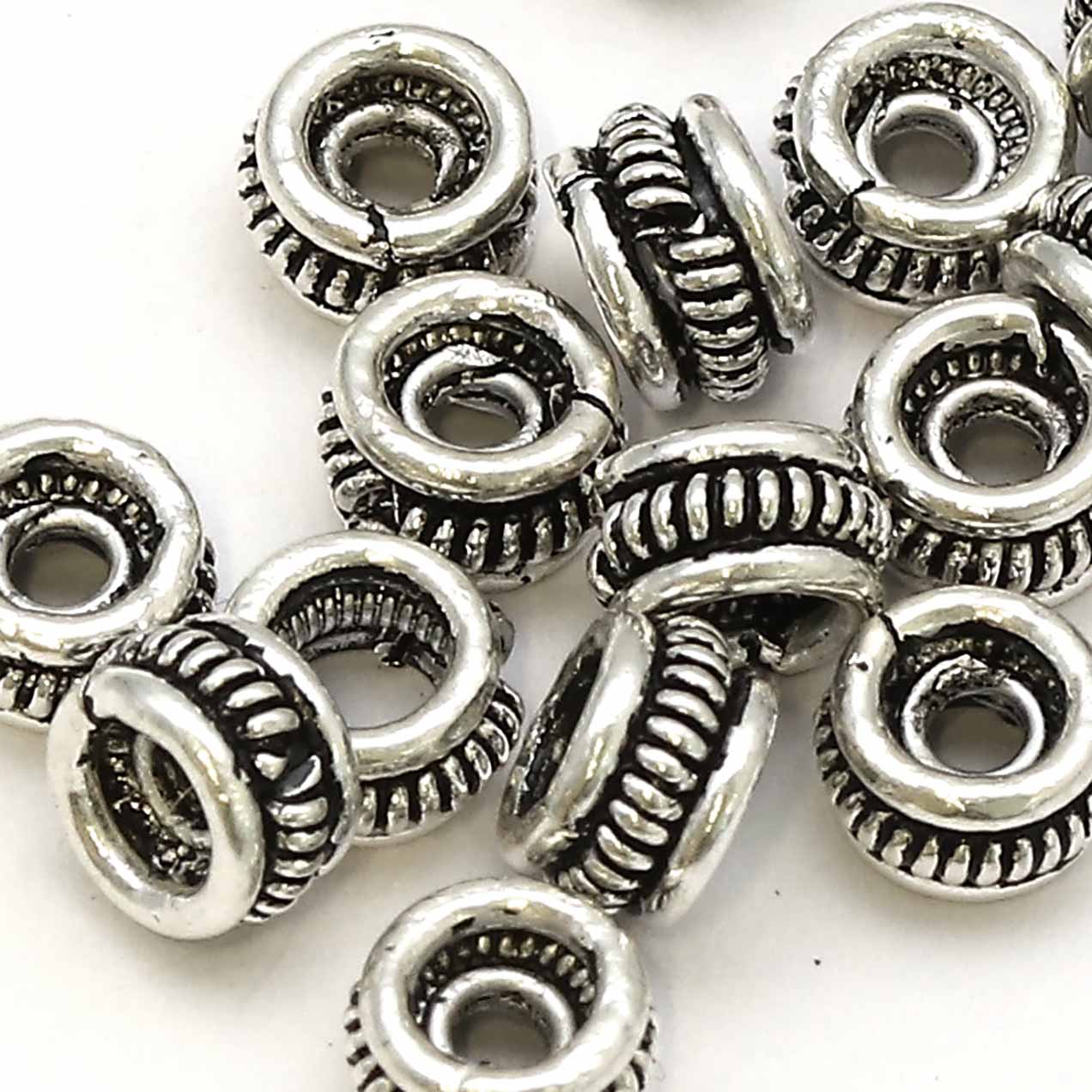 Bild von Rillen-Rondellen 5.5x3.5mm, Silber 925 geschwärzt