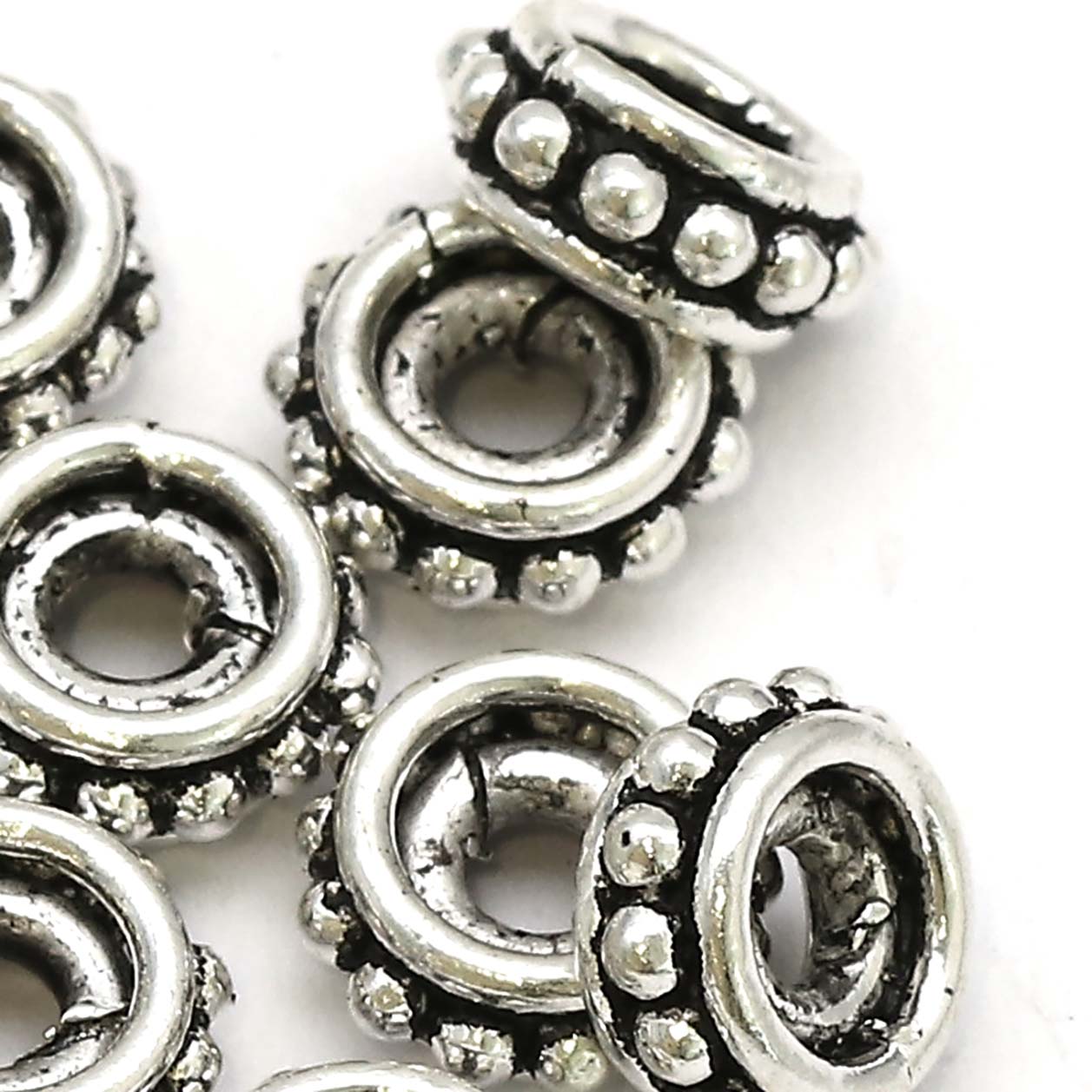 Bild von Granulations-Rondellen 8x3.5mm, Silber 925 geschwärzt
