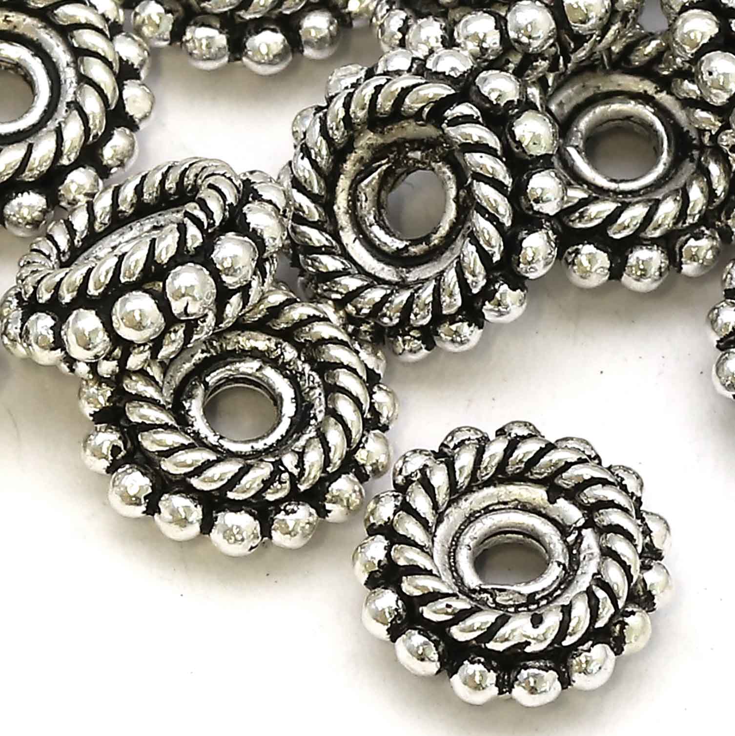 Bild von Granulations-Rondellen gedreht 9x3.7mm, Silber 925 geschwärzt