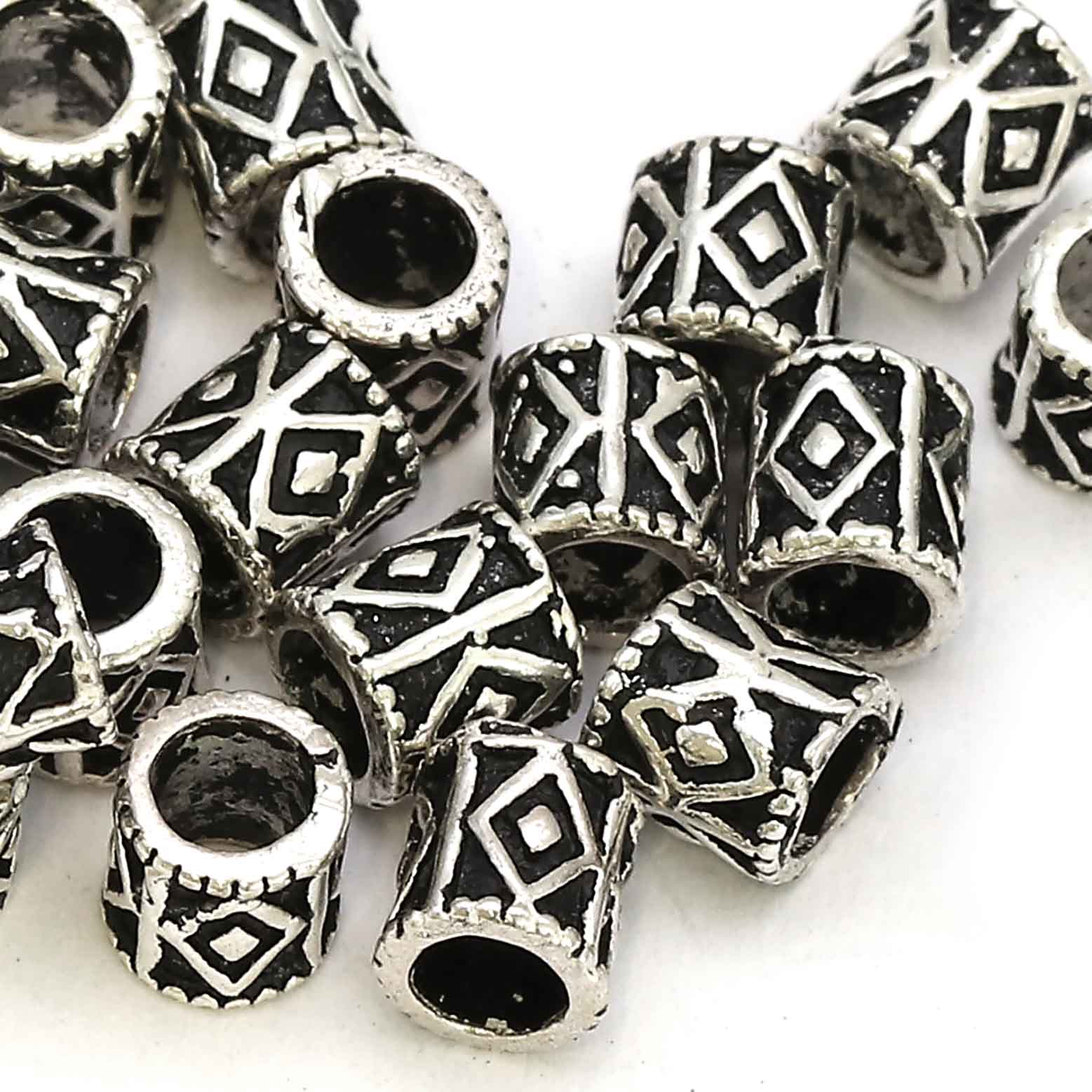 Bild von ornamentierte Zylinder 4.5x5mm, Silber 925 geschwärzt