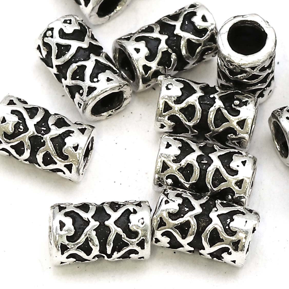 Image de Cylindre orné 7.7x4.5mm, argent 925 noirci