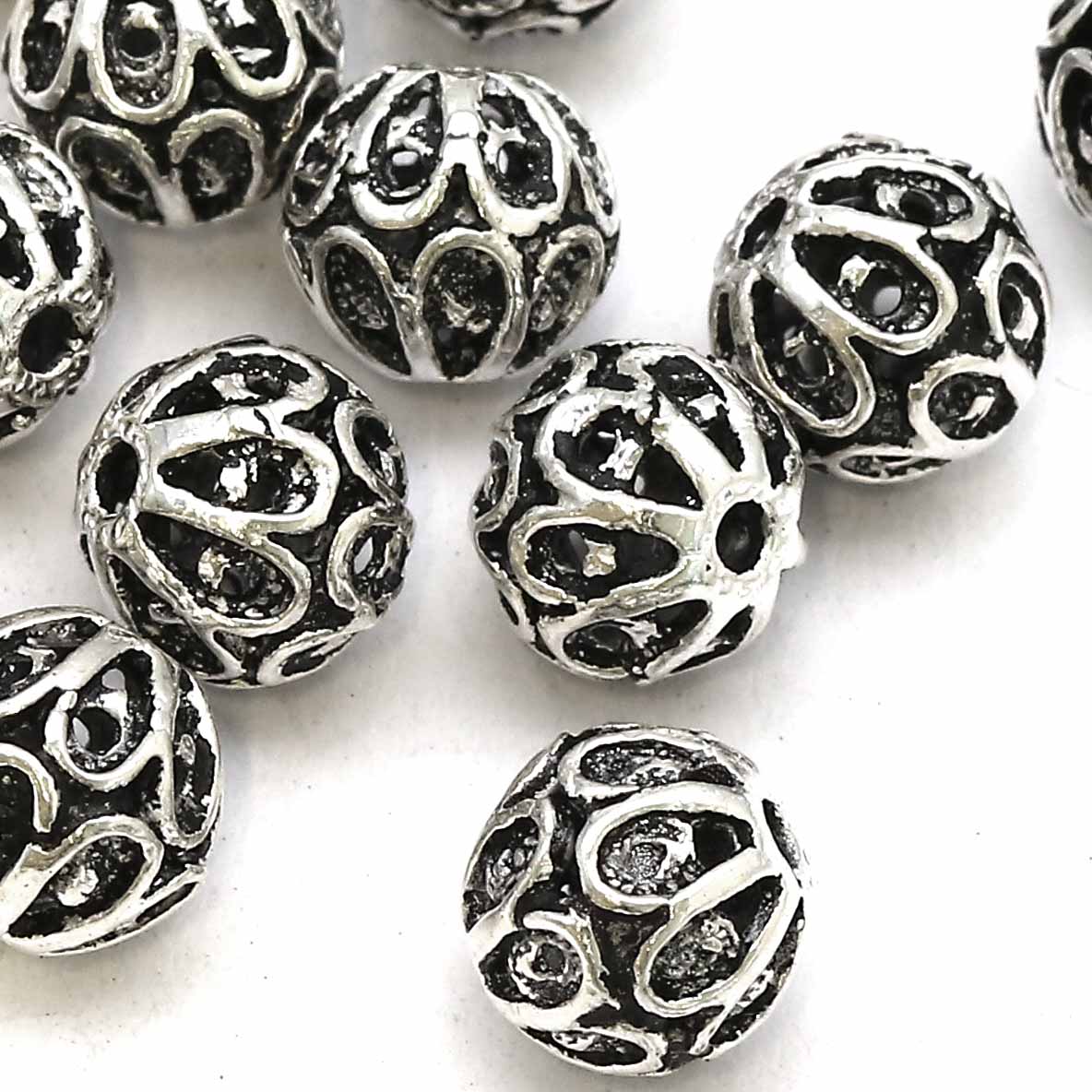 Bild von Kugeln verziert 7.5mm, Silber 925 geschwärzt