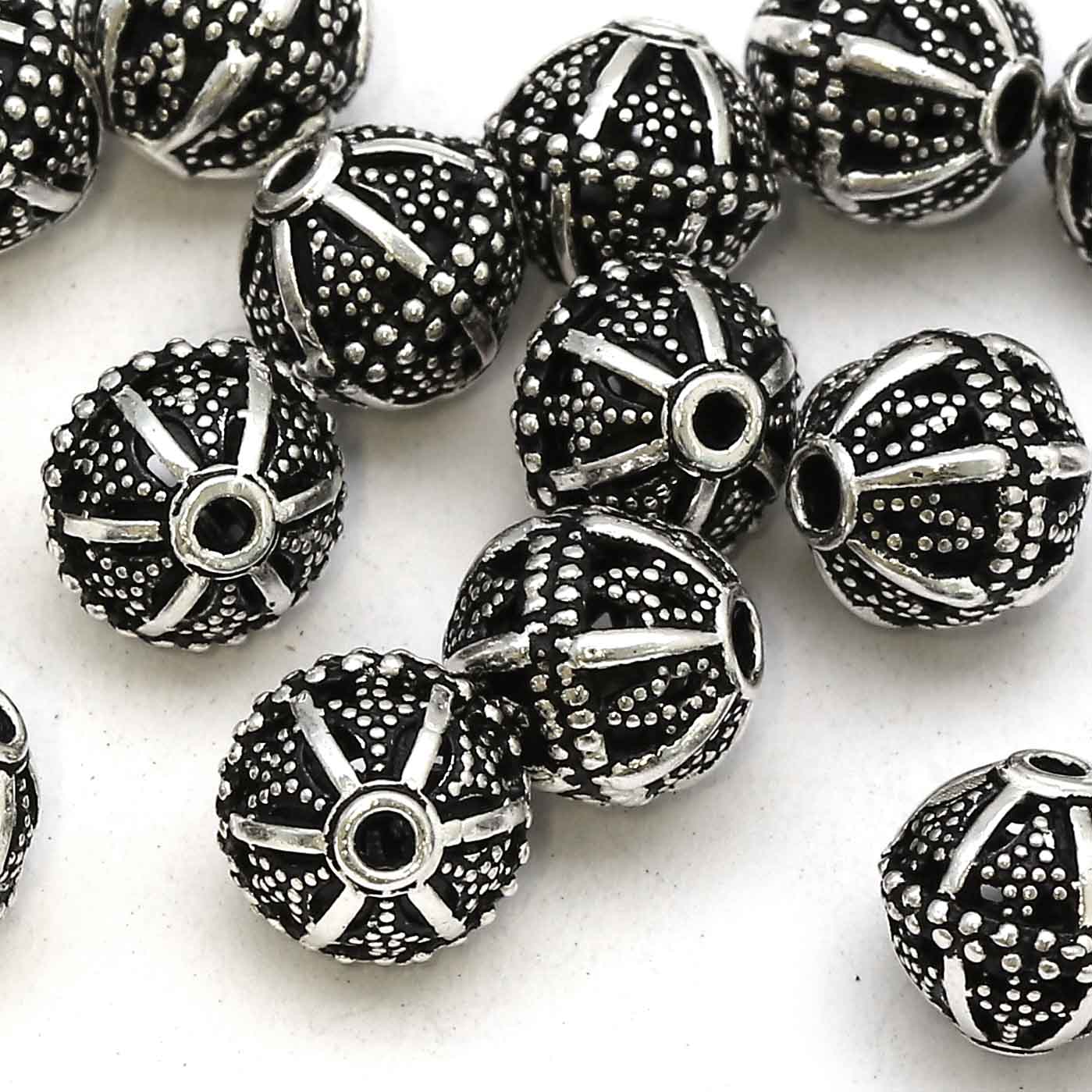 Bild von Kugeln verziert 7.7mm, Silber 925 geschwärzt