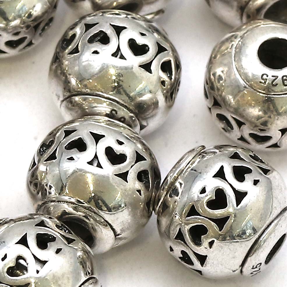 Bild von Kugeln mit Herzmotiven 9mm, Silber 925