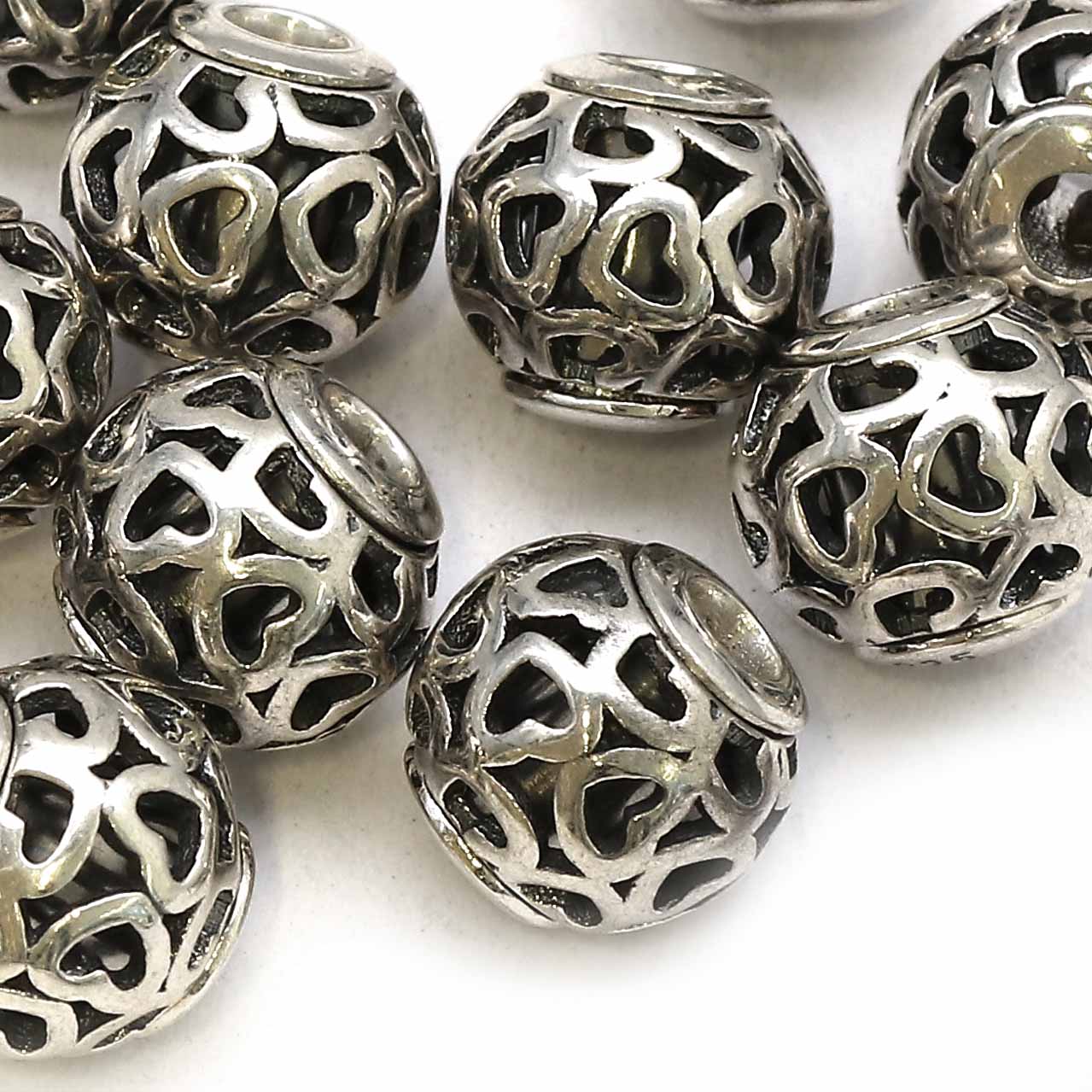 Bild von Kugeln mit Herzmotiven 9mm, Silber 925
