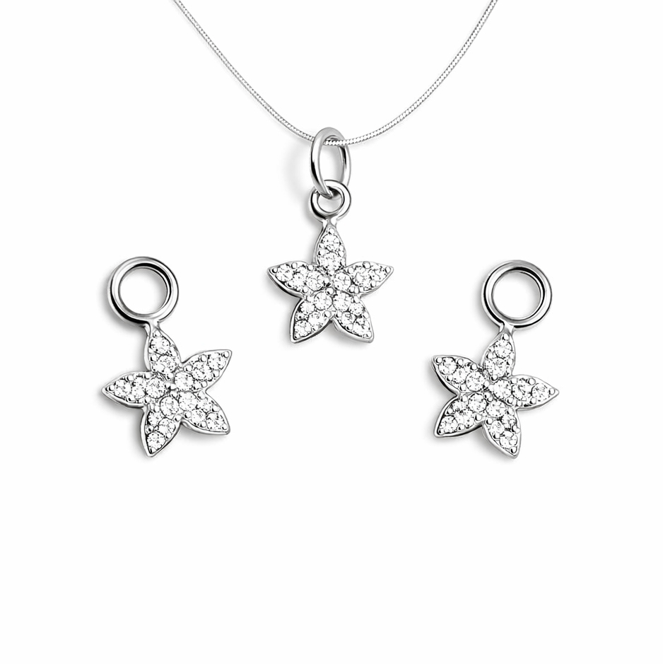 Bild von Lotus-Blume mit CZ 16x10mm Anhänger, Silber 925 (VE: 3 Stk.)