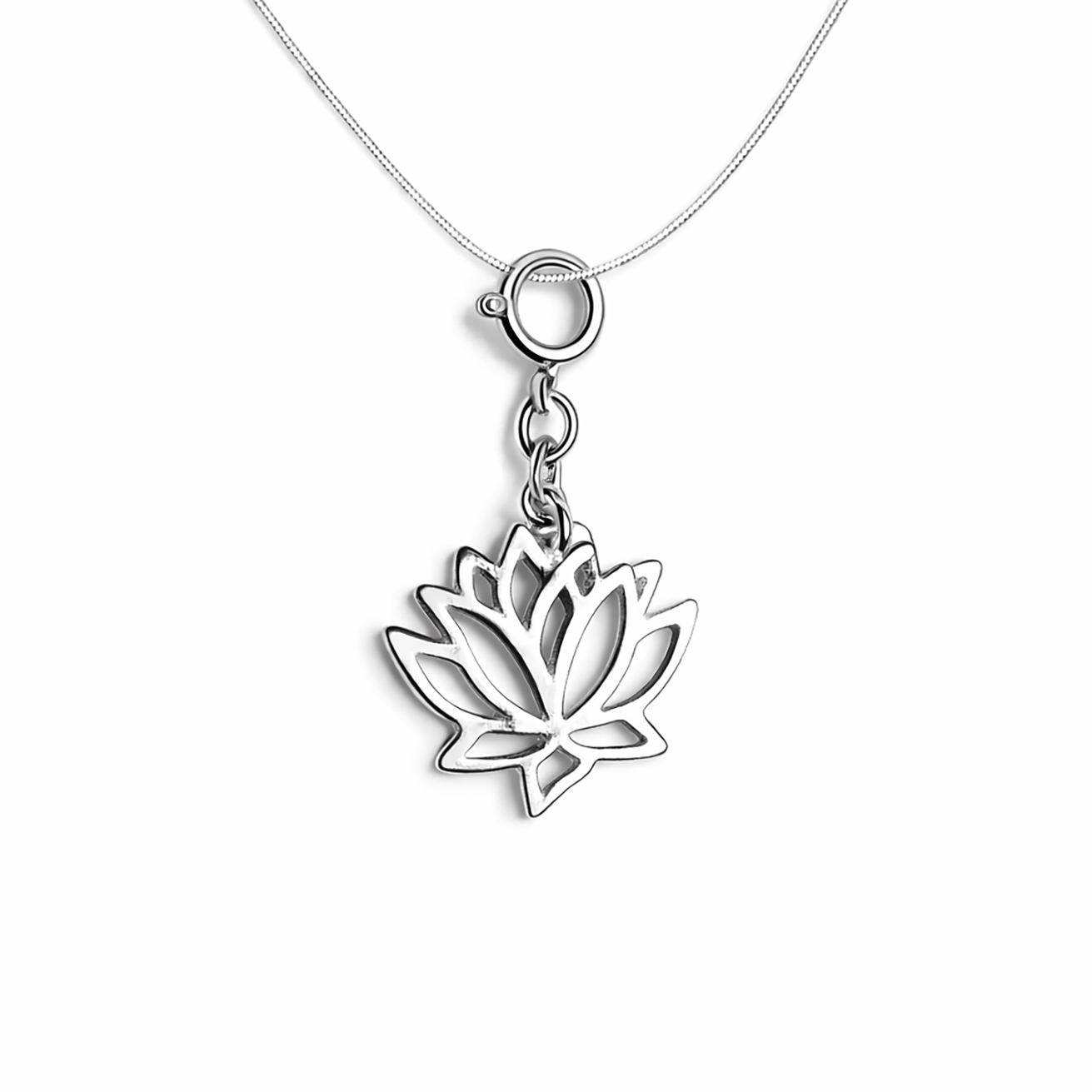 Image de Charm rose 15.5mm avec pendentif anneau ressort, argent 925