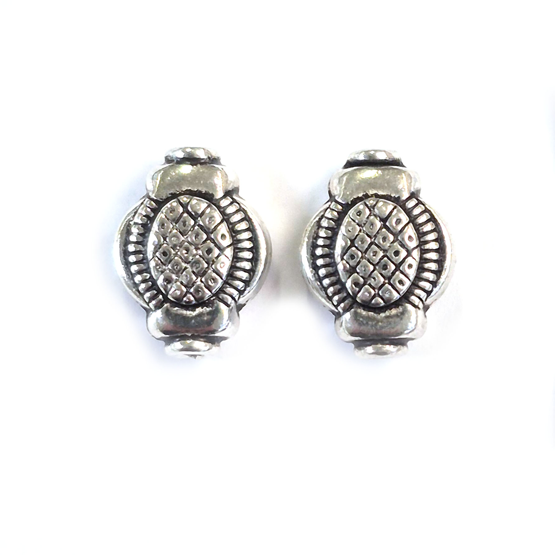 Bild von Oval flach verziert 15.5x12mm, Silber 925 geschwärzt