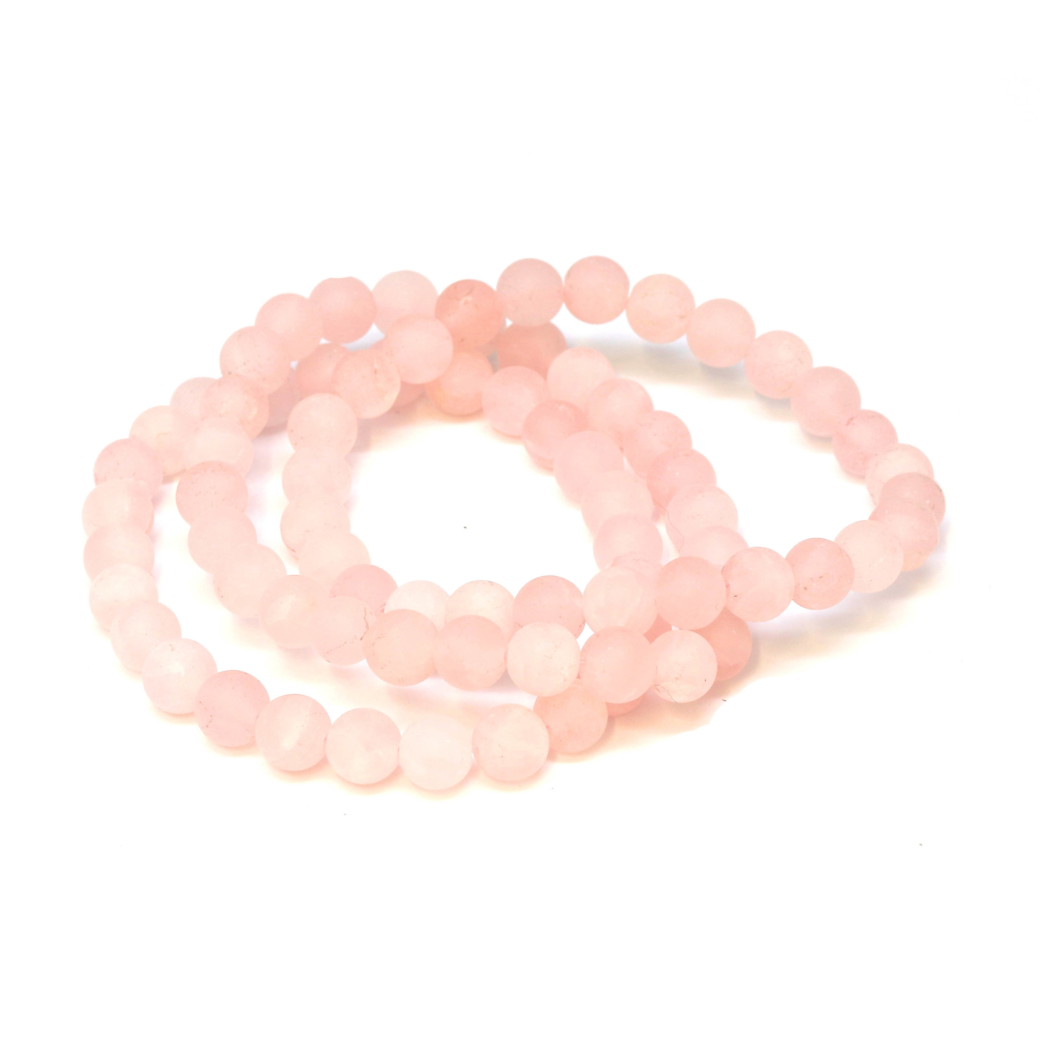 Bild von Rosenquarz Kugeln  8mm Armband, satiniert