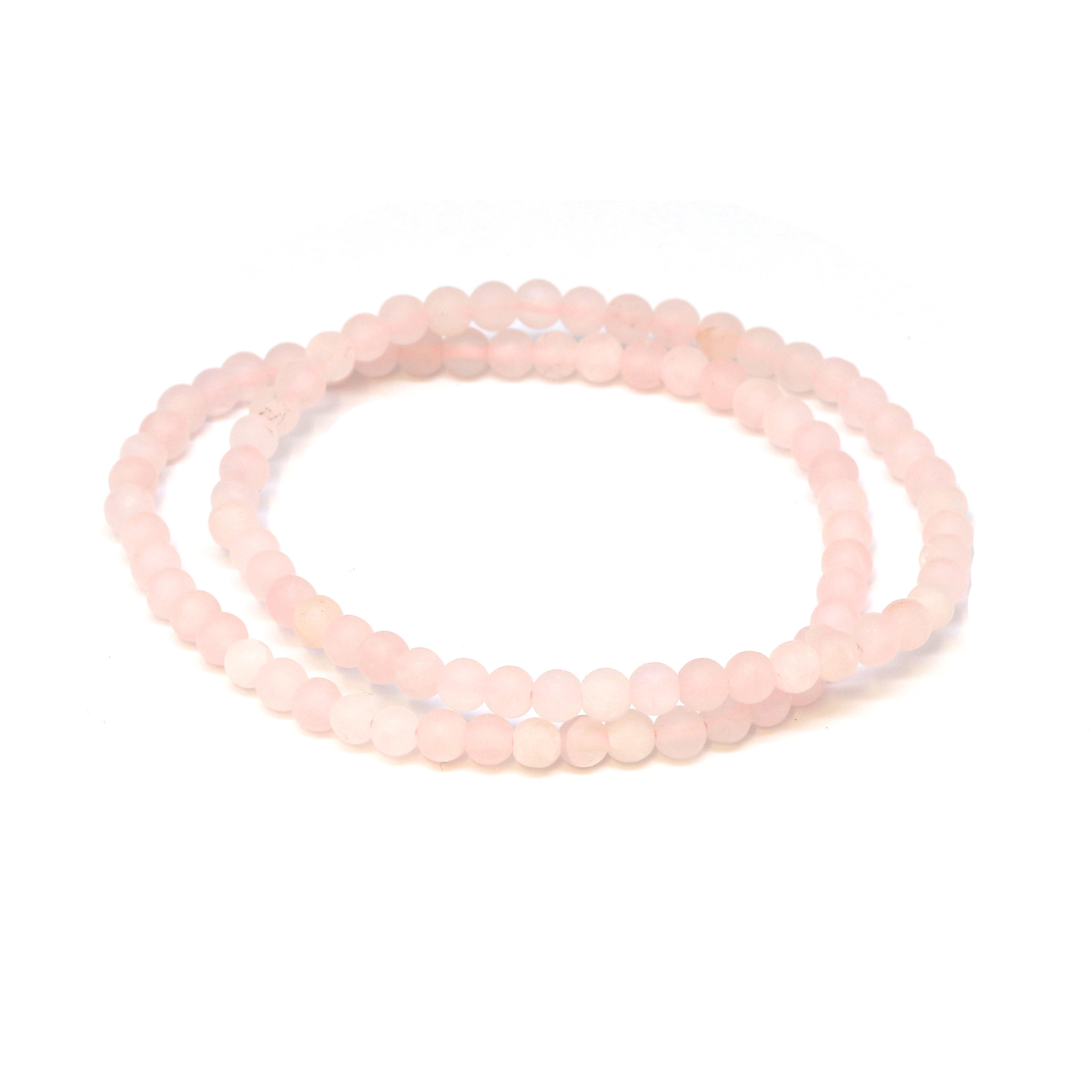 Bild von Rosenquarz Kugeln  4mm Armband, matt (natur, Madagaskar)