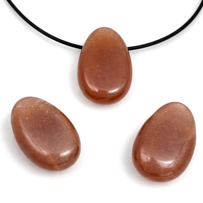 Pierre de lune peach goutte de baroque 20x30mm avec 3mm de trou pendentif