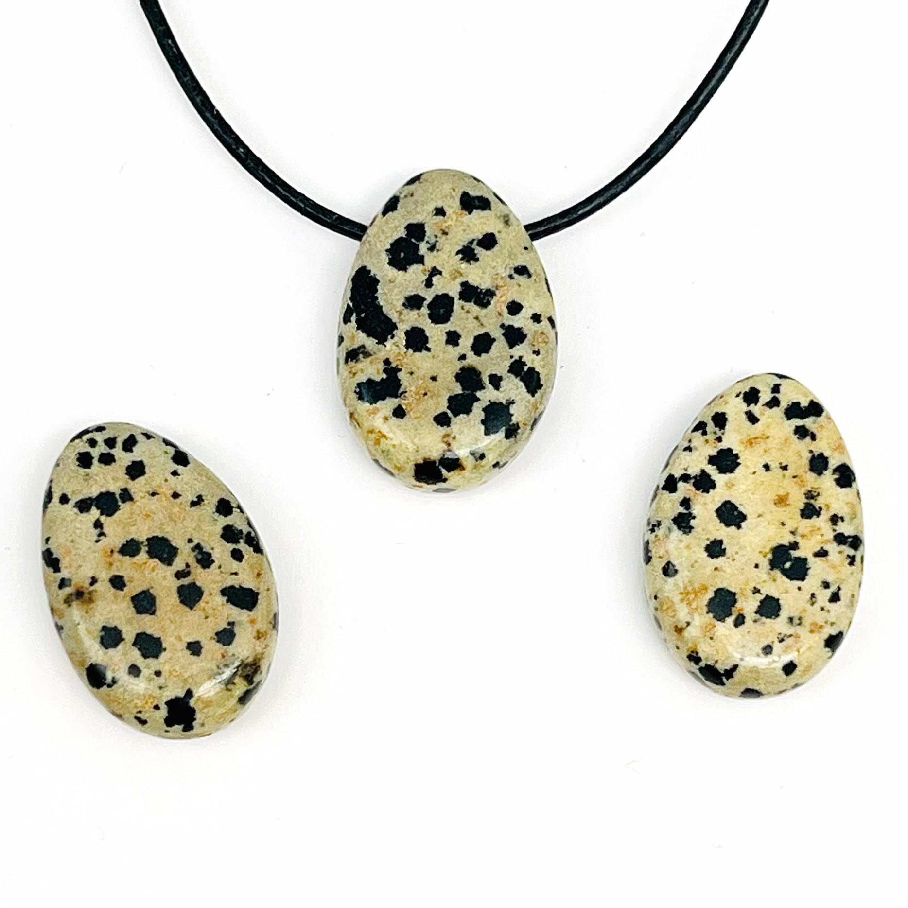 Jaspe dalmatien goutte baroque 20x30mm avec trou de 3mm pendentif