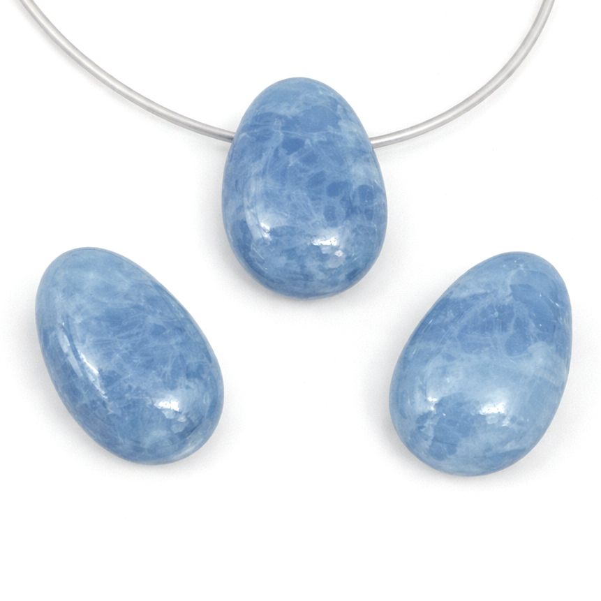 Calcite bleue goutte de baroque 20x30mm avec un trou de 3mm pendentif 
