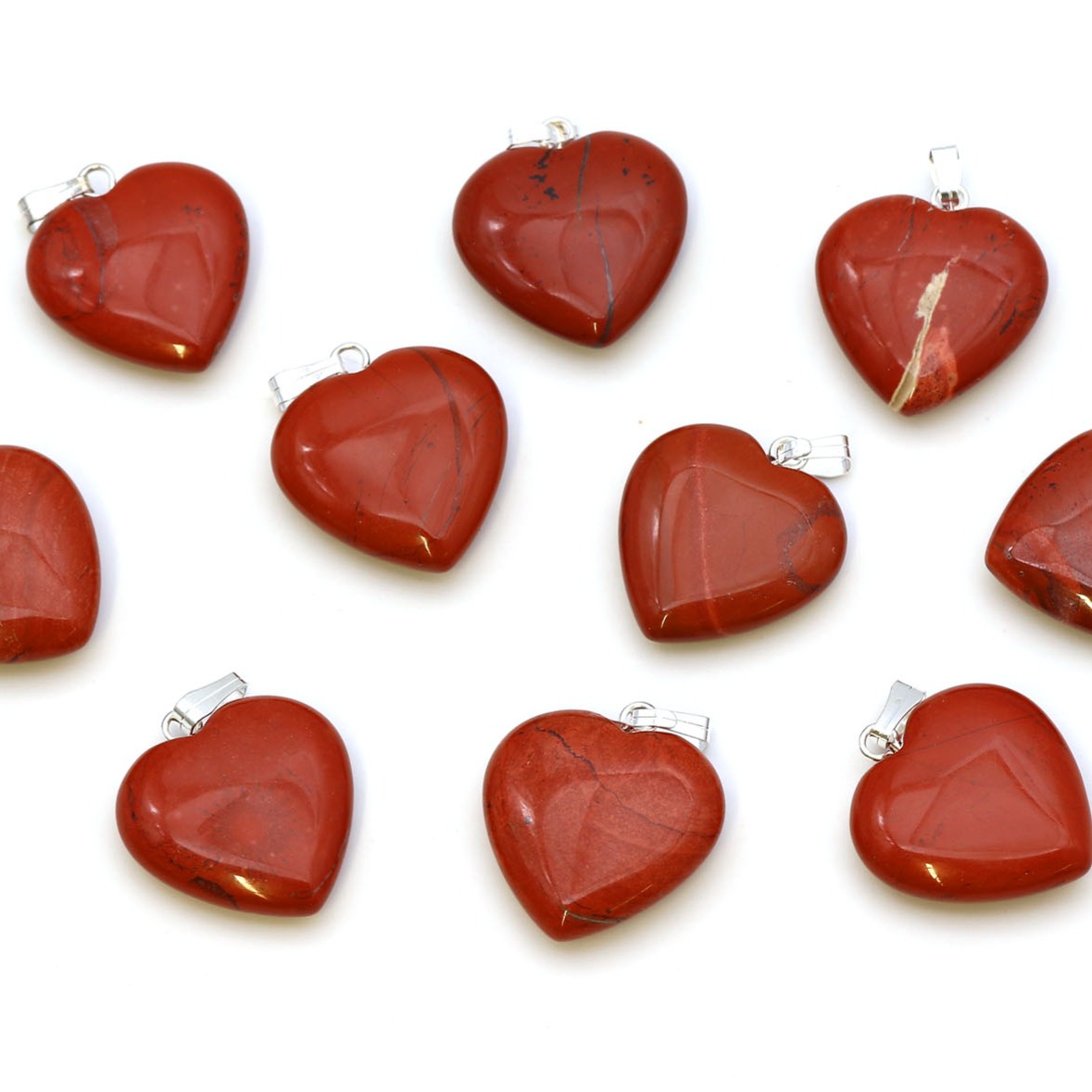 Roter Jaspis "Love Hearts" 20x6mm Anhänger mit Metallöse