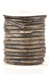Bild von Lederband genäht 3mm schwarz antik auf 10m Rolle
