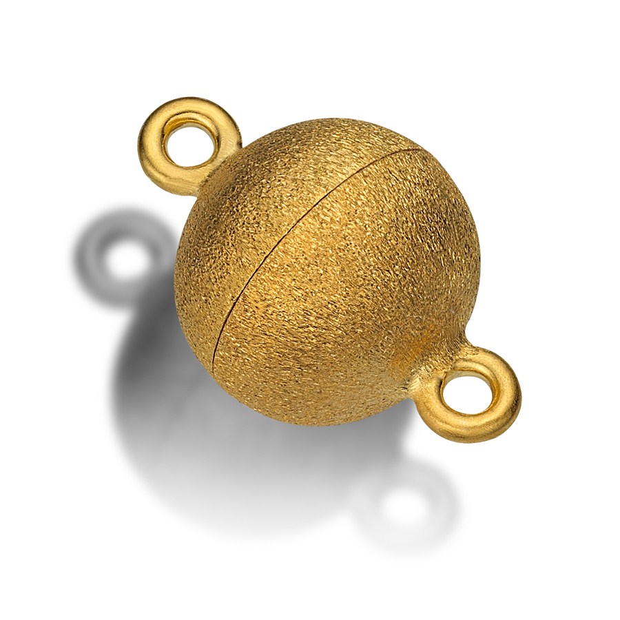 Image de Magnetverschluss Kugel, Silber 925, vergoldet matt