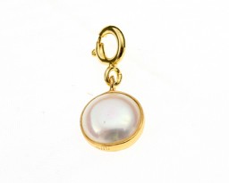 Bild von Perlen 10mm mit Federring Anhänger, Silber vergoldet