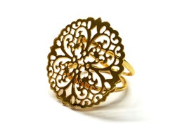 Bild von Ring "Flower" ziseliert, 27mm, 925 Silber vergoldet
