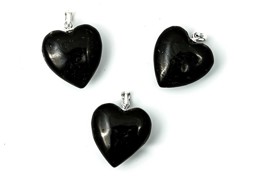 Bild von Turmalin schwarz "Love Hearts" 20mm Anhänger mit Silberöse
