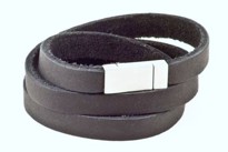 Bild von Leder flach 10mm 3-reihig Armband