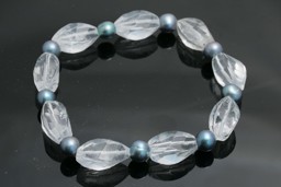 Bild von Bergkristall facettierte Welle & Perle Armband ca. 6-15mm